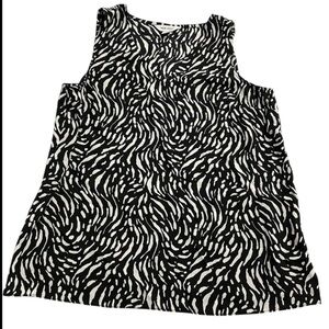 Nine West Tank Top Size Small Animal Zebra Print Black White Lined New